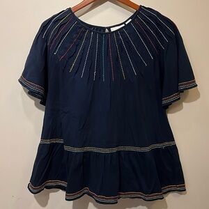 Dark blue with rainbow stitching and drop hem MAEVE sz L